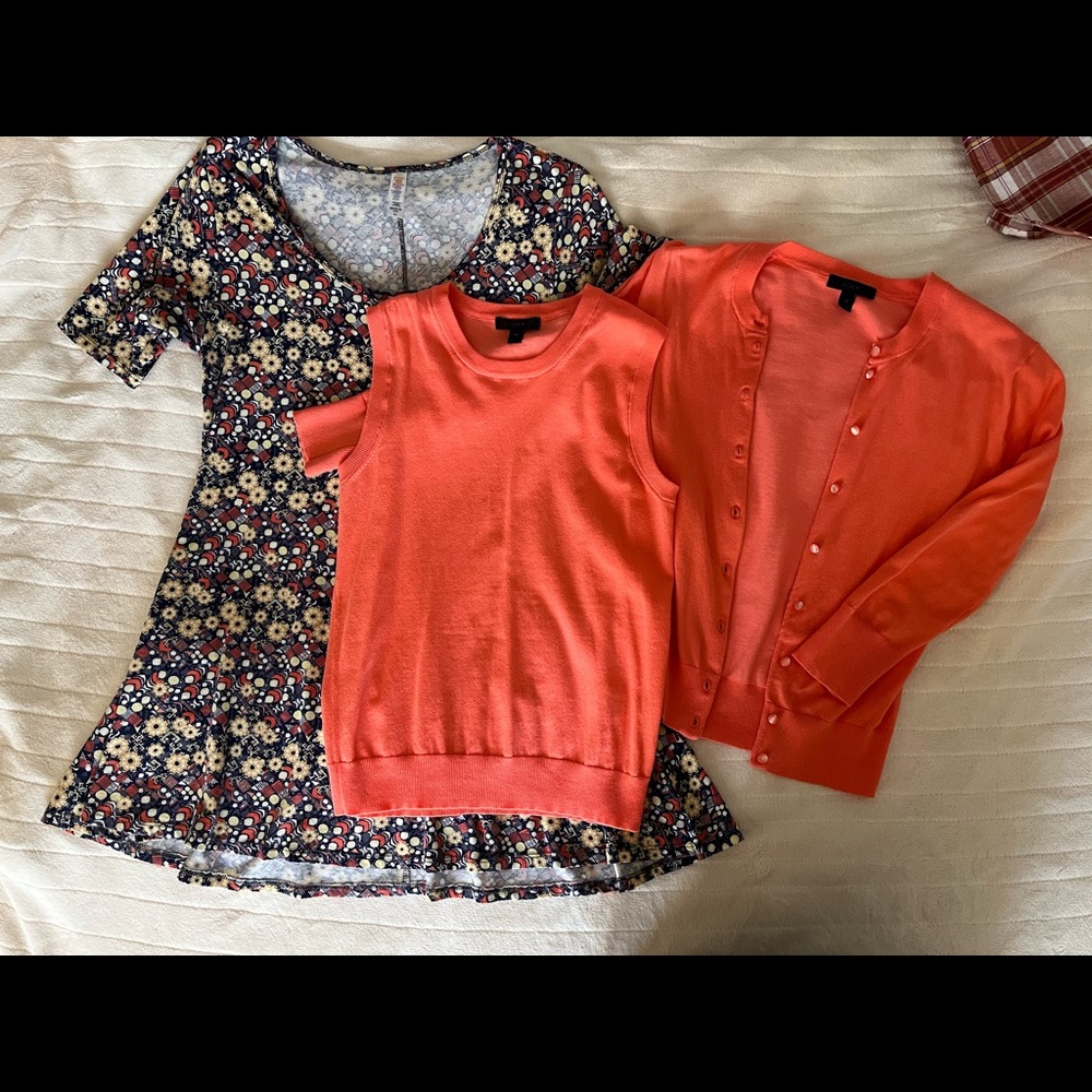 Cardigan, shell, and tunic bundle - J Crew and Lularoe